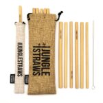 Natural Bamboo Straws with Jute Bag and Pouch Set Of 12
