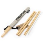 Jungle Straws Natural Bamboo Straws with coloured jute pouch set of 6 - Image 2
