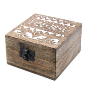 Product Image of Whitewashed Wooden Storage Box with beautiful Slavic Design
