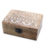 Product Image of Whitewashed Wooden Storage Box with beautiful Slavic Design (Large Size)