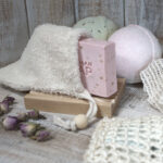 Natural Soap Pouch with Wooden Bead closure