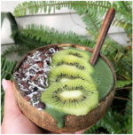 Image of a delicious breakfast served in a Coconut Bowl by Huski