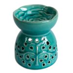 Tree of life oil burner in teal blue