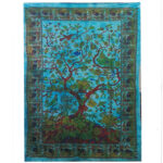 Large blue tree of life cotton wall art hanging