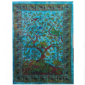 Large blue tree of life cotton wall art hanging