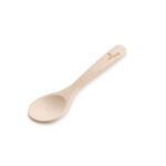 a wooden tea spoon with the Eco Living logo on the handle