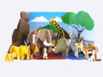 PlayPress Savannah animals playset built with fold out background