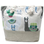 Llamas Rope Handled Jute Bucket Bag