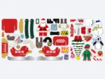 Play Press Santa's Sleigh Ride pop out pieces laid out flat