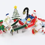 Santa and Sleigh Ride Eco-Friendly Playset - pop-out - traditional Christmas colours.