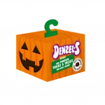 Pumpkin style square box, with a face in the front.