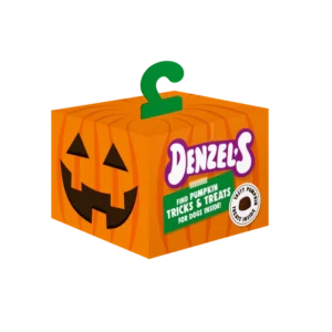 Pumpkin style square box, with a face in the front.