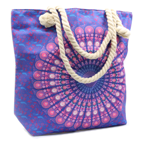 Rope Handle Mandala Bag - Patterned purple bag