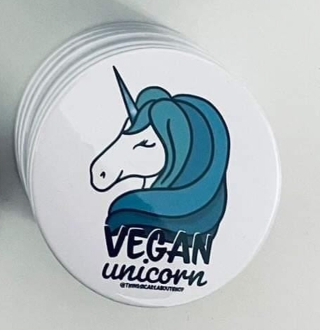 Vegan Unicorn Vegan Unicorn Magnet - Text with an image of a unicorn with a blue mane