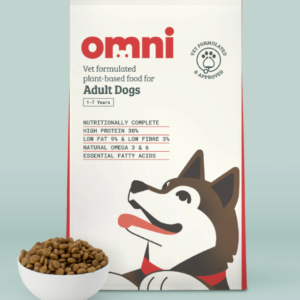 Omni Complete Vegan Dog Food - White bag with image of dog