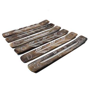 Attractive mango wood white washed ash catchers for incense sticks.
