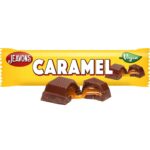 Jeavons Caramel Chocolate Bar in yellow packaging.