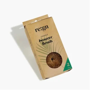 Round Coconut Scourers - Pack of 2 in brown cardboard packaging