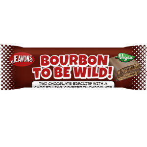Jeavons Bourbon To Be Wild – two vegan chocolate biscuits with chocolate cream filling, coated in dairy‑free chocolate.