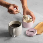 Overherd Powder Tin in pink with embossed lid