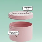 Overherd Powder Tin in pink with embossed lid