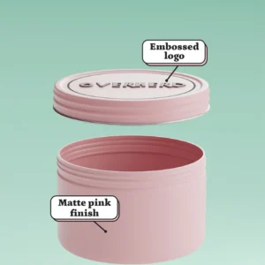 Overherd Powder Tin in pink with embossed lid